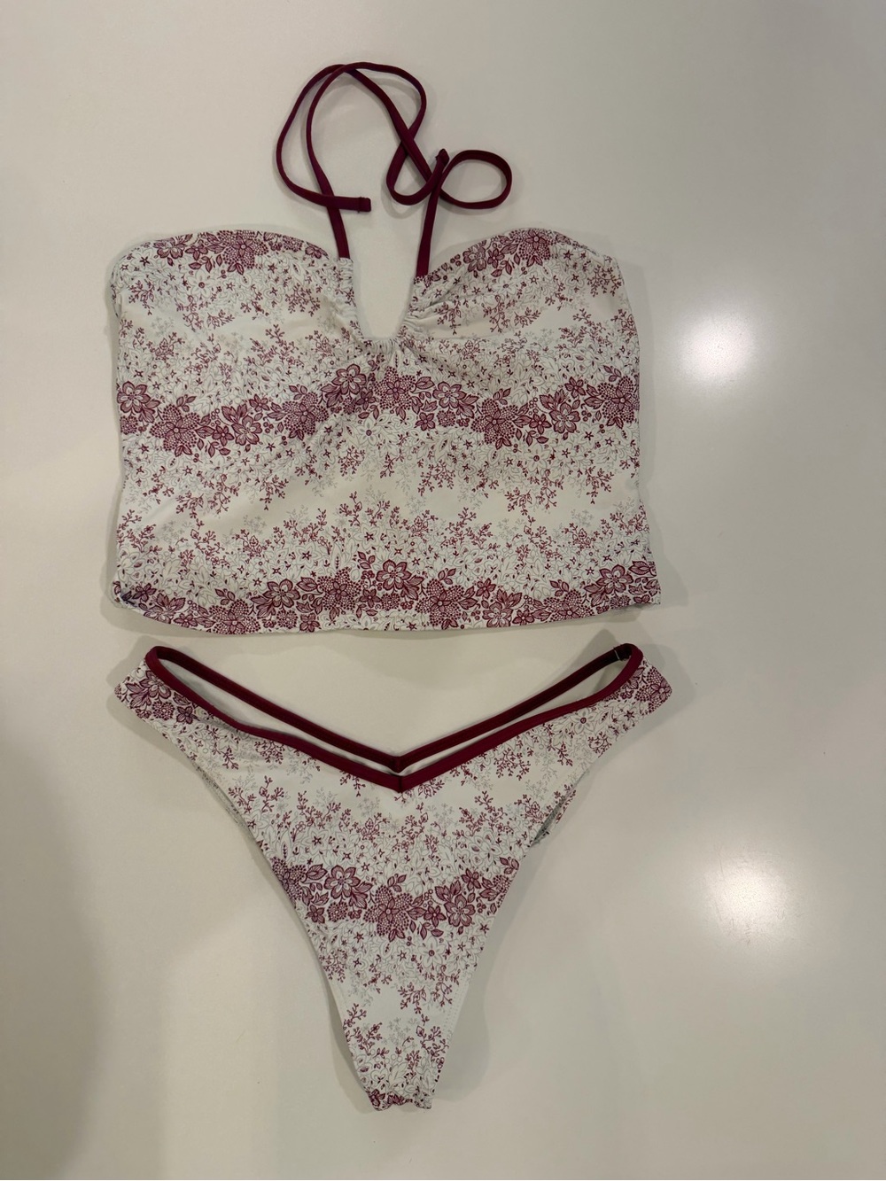 Frankies Bikinis Floral Halter Bikini Set L NWOT